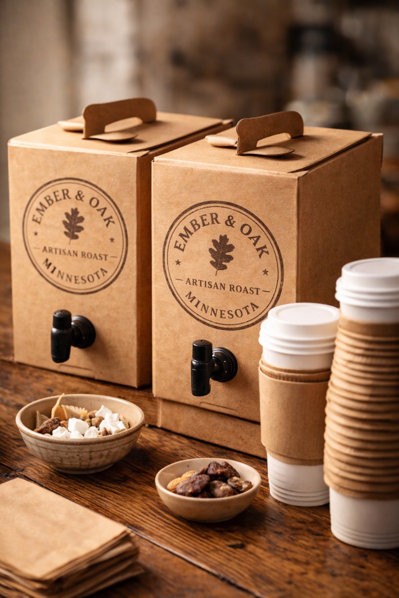 Coffee travelers lined up for an office event