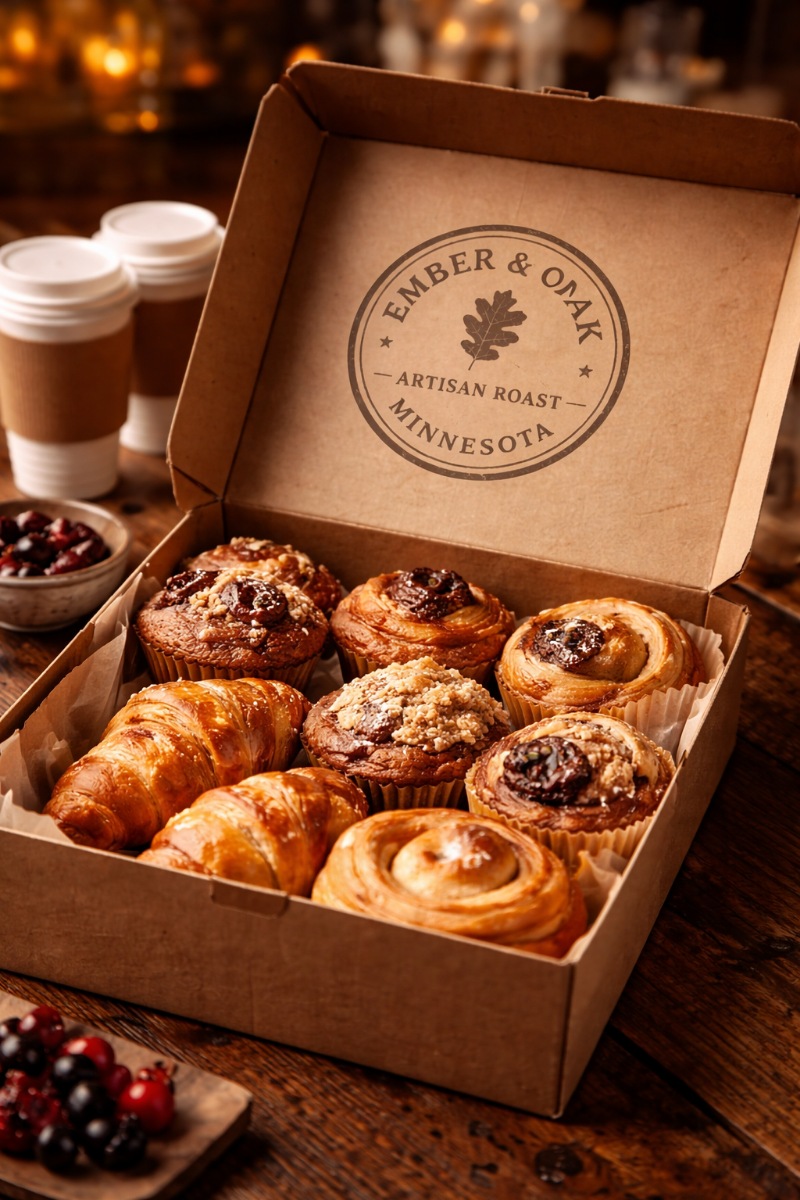 A box of fresh assorted pastries