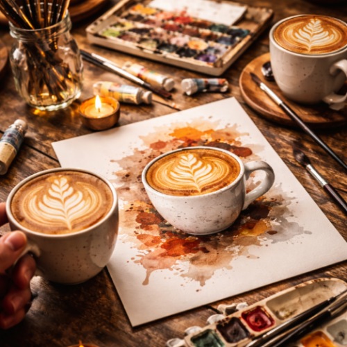 Barista pouring latte art at a workshop
